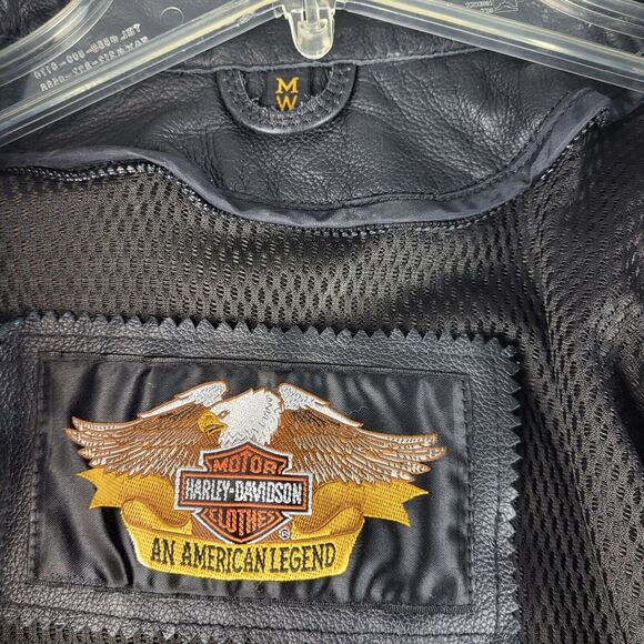 Harley Davidson Padded Motorcycle Vintage Jacket Black Size M - Picture 3 of 16